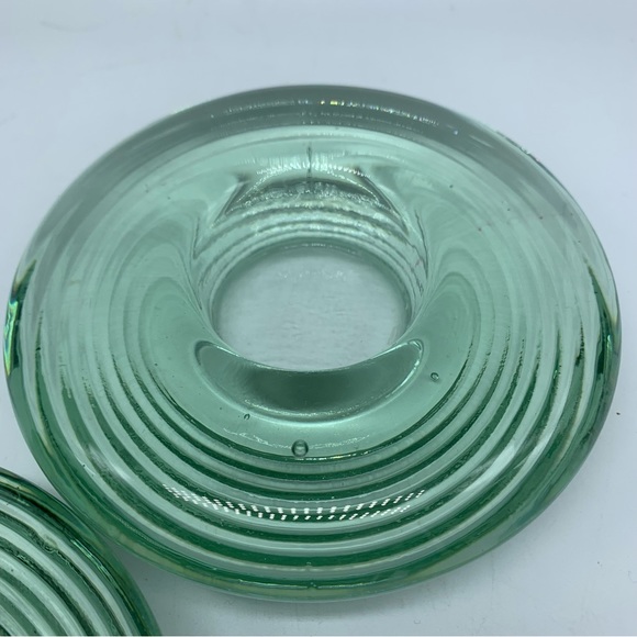 Recycled Glass Made in Couronne, Spain 4.5” x 1” area in center holds tea light - Picture 2 of 6